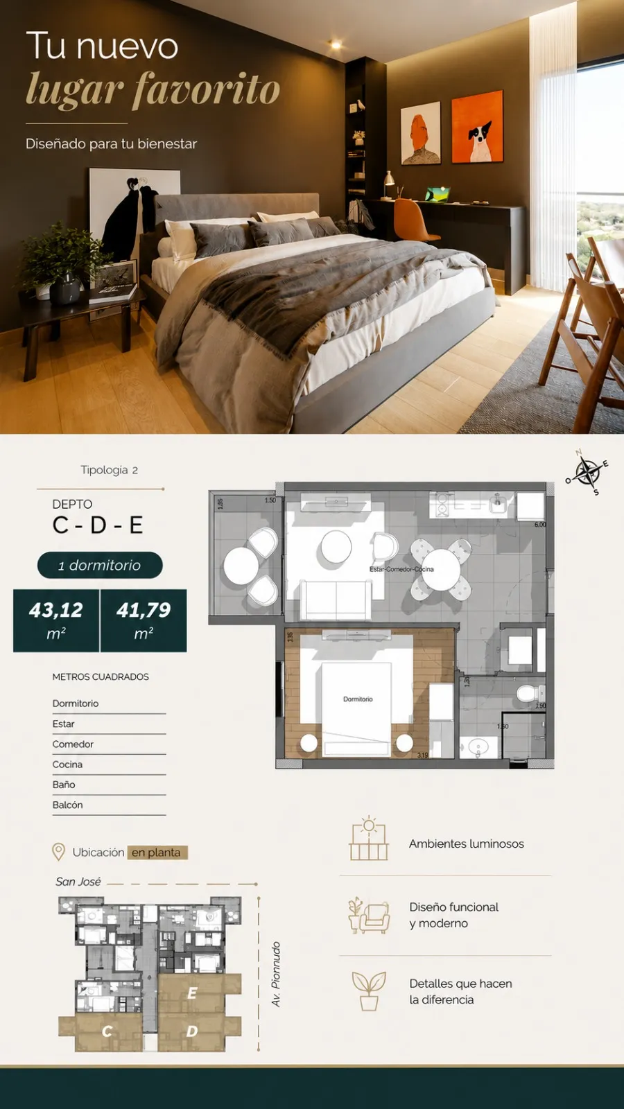 EN VENTA DEPARTAMENTOS DE 1 DORMITORIO EN FERNANDO DE LA MORA ZONA SUR