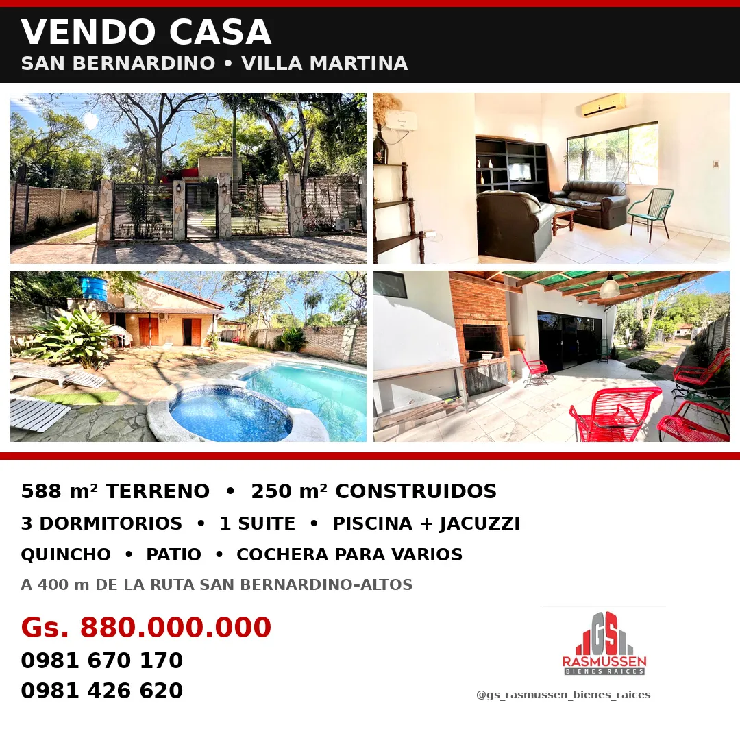 Vendo casa amplia 3 D, San Ber, zona Villa Martina